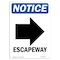 Signmission OSHA Notice, 7" Height, Escapeway Right Arrow Sign With Symbol, 7" X 5", Portrait OS-NS-D-57-V-12155 - alternate 1
